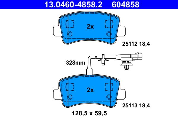 ATE 13.0460-4858.2 Brake Pad Set, disc brake