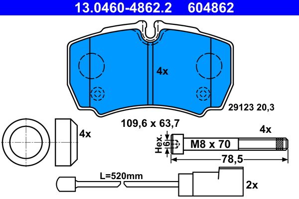 ATE 13.0460-4862.2 Brake Pad Set, disc brake