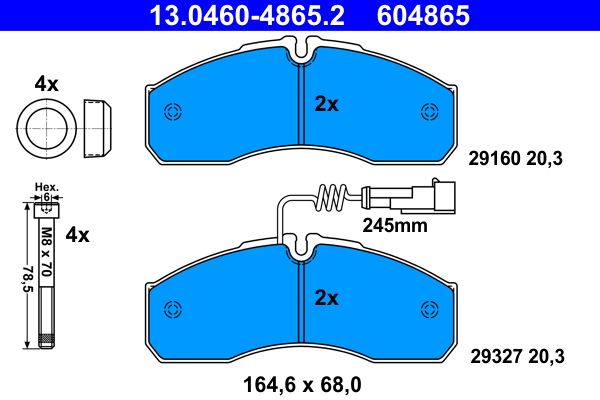 ATE 13.0460-4865.2 Brake Pad Set, disc brake