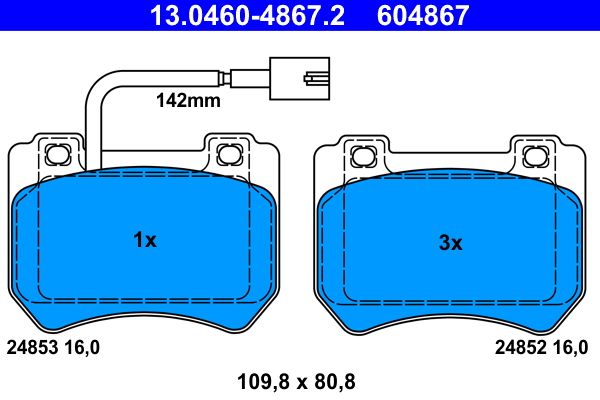 ATE 13.0460-4867.2 Brake Pad Set, disc brake