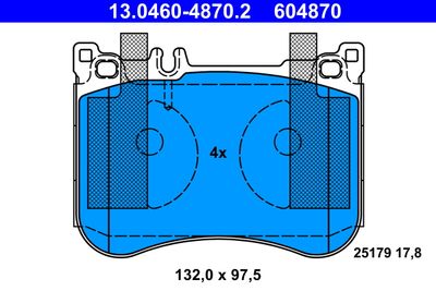 Brake Pad Set, disc brake ATE 13.0460-4870.2