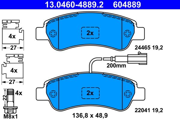 ATE 13.0460-4889.2 Brake Pad Set, disc brake