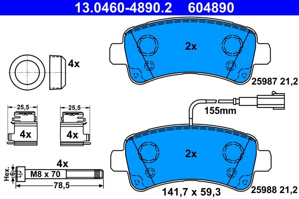 ATE 13.0460-4890.2 Brake Pad Set, disc brake