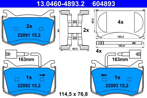 ATE 13.0460-4893.2 Brake Pad Set, disc brake