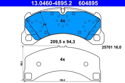 Brake Pad Set, disc brake ATE 13.0460-4895.2