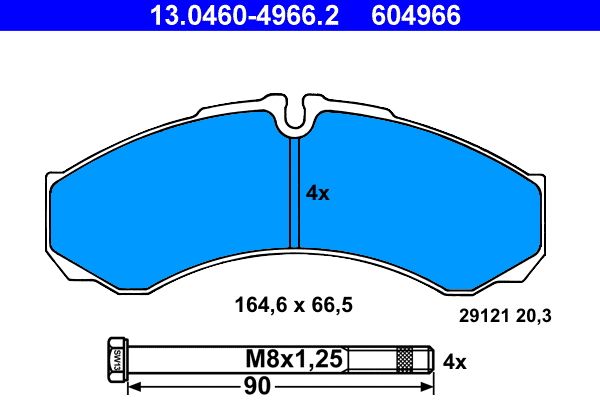 ATE 13.0460-4966.2 Brake Pad Set, disc brake