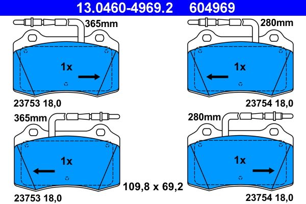 ATE 13.0460-4969.2 Brake Pad Set, disc brake