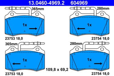 Brake Pad Set, disc brake ATE 13.0460-4969.2