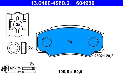 Brake Pad Set, disc brake ATE 13.0460-4980.2