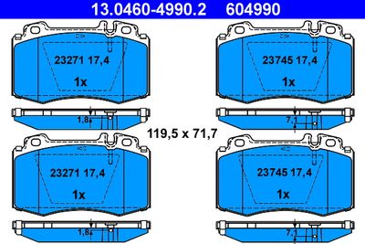 Brake Pad Set, disc brake ATE 13.0460-4990.2