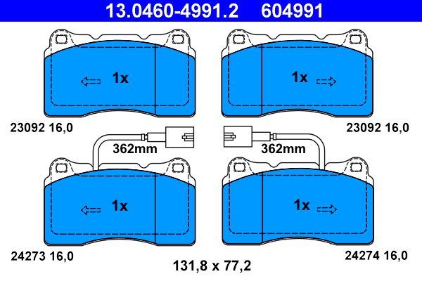 ATE 13.0460-4991.2 Brake Pad Set, disc brake
