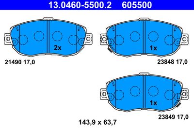 Brake Pad Set, disc brake ATE 13.0460-5500.2