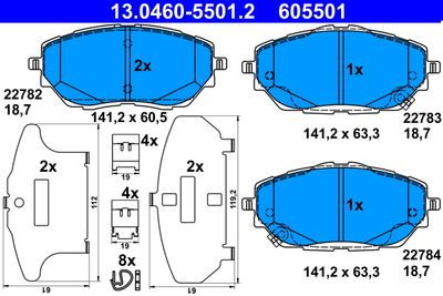 Brake Pad Set, disc brake ATE 13.0460-5501.2