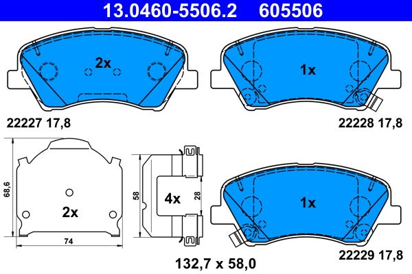 ATE 13.0460-5506.2 Brake Pad Set, disc brake