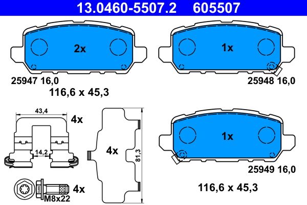ATE 13.0460-5507.2 Brake Pad Set, disc brake