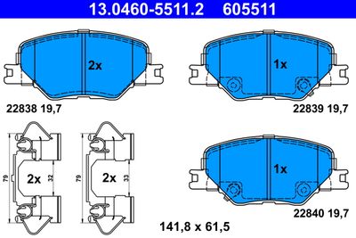 Brake Pad Set, disc brake ATE 13.0460-5511.2