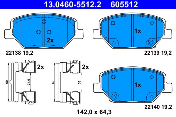 ATE 13.0460-5512.2 Brake Pad Set, disc brake