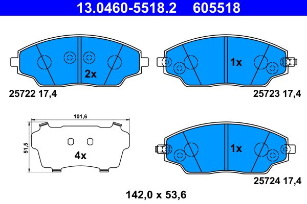 ATE 13.0460-5518.2 Brake Pad Set, disc brake