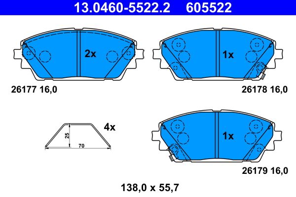ATE 13.0460-5522.2 Brake Pad Set, disc brake