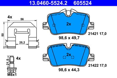 Brake Pad Set, disc brake ATE 13.0460-5524.2