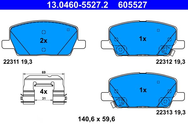 ATE 13.0460-5527.2 Brake Pad Set, disc brake