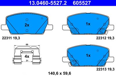 Brake Pad Set, disc brake ATE 13.0460-5527.2