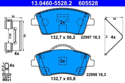Brake Pad Set, disc brake ATE 13.0460-5528.2