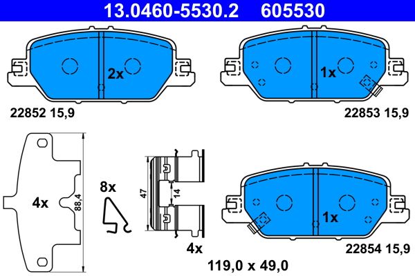 ATE 13.0460-5530.2 Brake Pad Set, disc brake