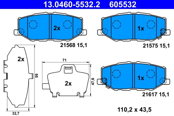 ATE 13.0460-5532.2 Brake Pad Set, disc brake