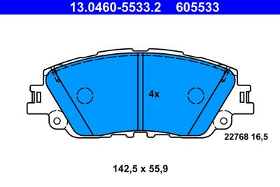 Brake Pad Set, disc brake ATE 13.0460-5533.2