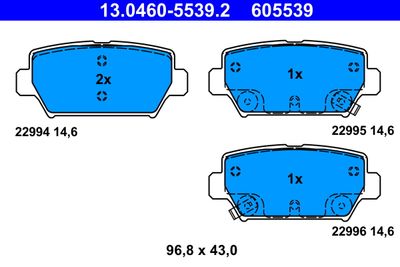 Brake Pad Set, disc brake ATE 13.0460-5539.2