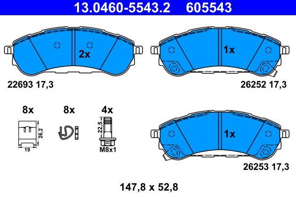 ATE 13.0460-5543.2 Brake Pad Set, disc brake