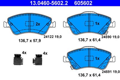 Brake Pad Set, disc brake ATE 13.0460-5602.2