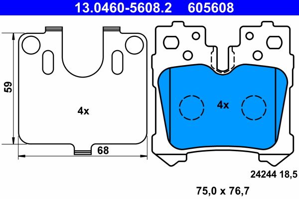ATE 13.0460-5608.2 Brake Pad Set, disc brake
