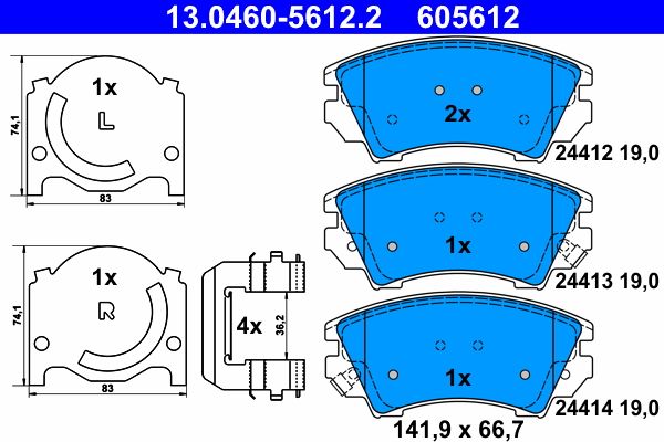 ATE 13.0460-5612.2 Brake Pad Set, disc brake