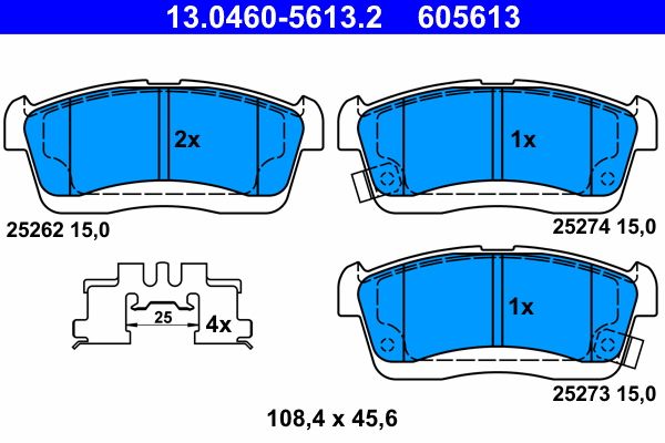 ATE 13.0460-5613.2 Brake Pad Set, disc brake