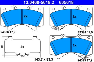 Brake Pad Set, disc brake ATE 13.0460-5618.2
