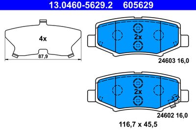 Brake Pad Set, disc brake ATE 13.0460-5629.2