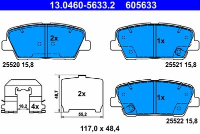 Brake Pad Set, disc brake ATE 13.0460-5633.2