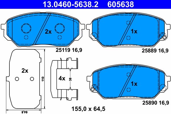 ATE 13.0460-5638.2 Brake Pad Set, disc brake
