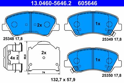 Brake Pad Set, disc brake ATE 13.0460-5646.2