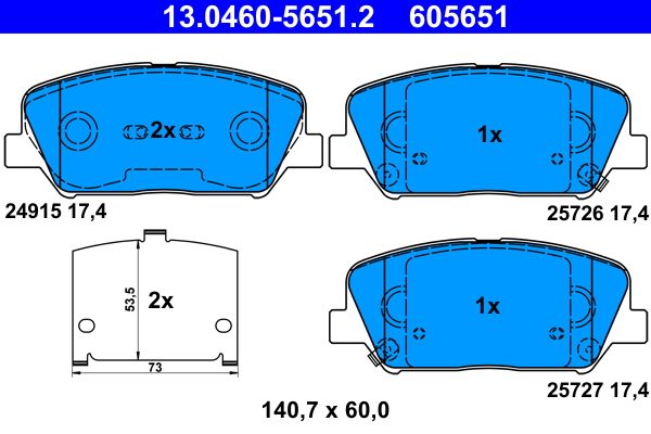 ATE 13.0460-5651.2 Brake Pad Set, disc brake