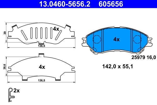 ATE 13.0460-5656.2 Brake Pad Set, disc brake