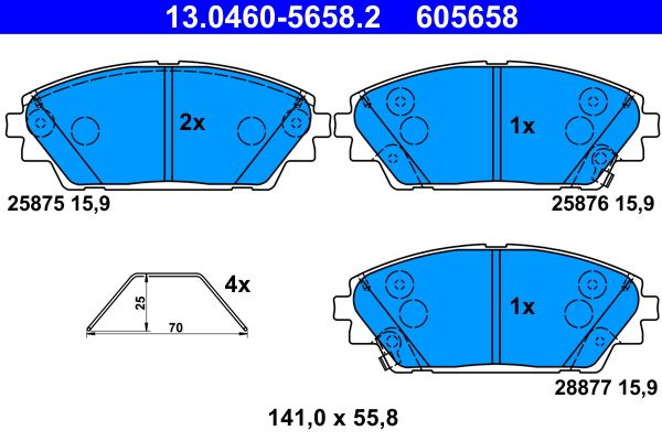 ATE 13.0460-5658.2 Brake Pad Set, disc brake