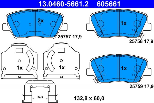 ATE 13.0460-5661.2 Brake Pad Set, disc brake