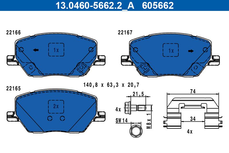 ATE 13.0460-5662.2 Brake Pad Set, disc brake