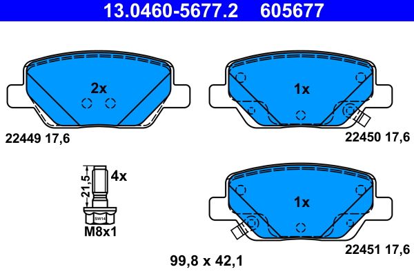 ATE 13.0460-5677.2 Brake Pad Set, disc brake