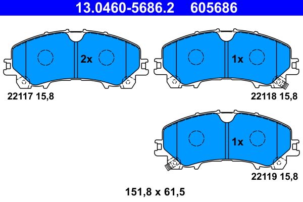 ATE 13.0460-5686.2 Brake Pad Set, disc brake
