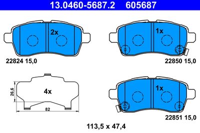 Brake Pad Set, disc brake ATE 13.0460-5687.2
