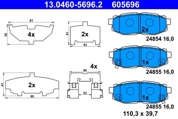 ATE 13.0460-5696.2 Brake Pad Set, disc brake